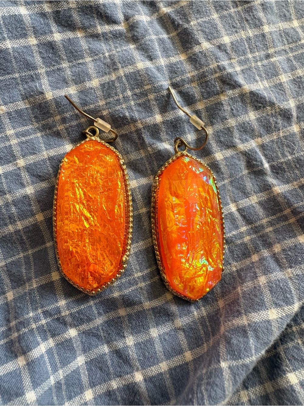 Vibrant Orange Iridescent Drop Earrings
